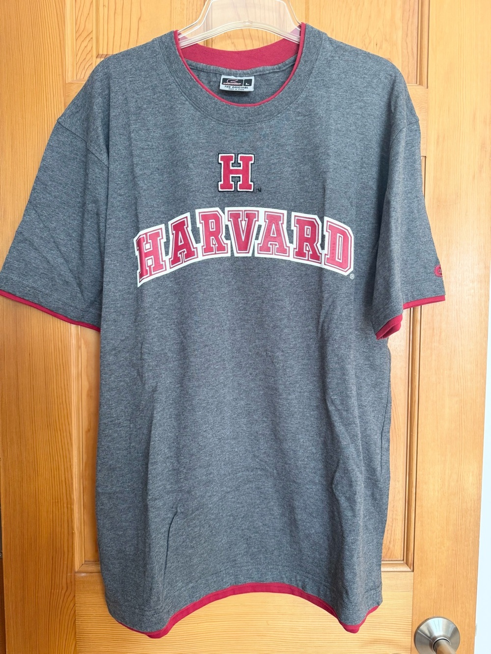 Harvard University Graphic Tee - Charcoal Gray with Red Trim, Large, NWOT